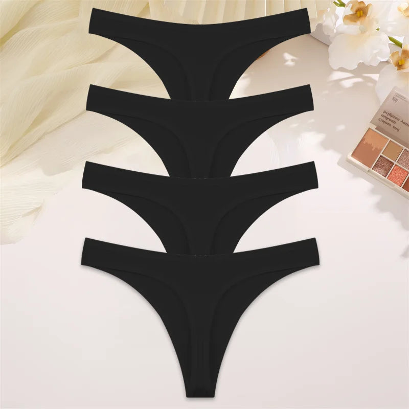 4PCS Women Cotton Thongs Female Sexy Low Waist Panties G-String Underwear Thongs Striped Panties Female Underwear T-Back Intimat