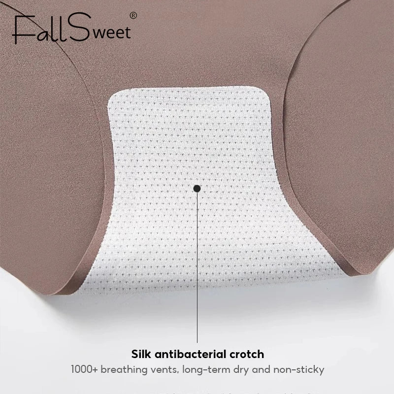 5PCS Seamless Mulberry Silk Panties Woman Underwear Ultra-Thin High Elastic Invisible Briefs Soft & Breathable Female Lingerie