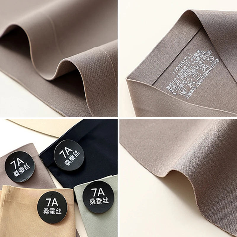 5PCS Seamless Mulberry Silk Panties Woman Underwear Ultra-Thin High Elastic Invisible Briefs Soft & Breathable Female Lingerie