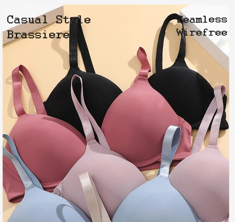 FONETOO Women Seamless Bra Sexy No Wire Push Up Underwear Girls Students Breathable Thin Bras Female's Bra Breathable Gathered